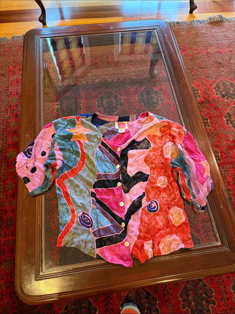 Colorful Abstract Print Button-Up Top